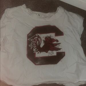 White Kids Shirt with Maroon Graphic